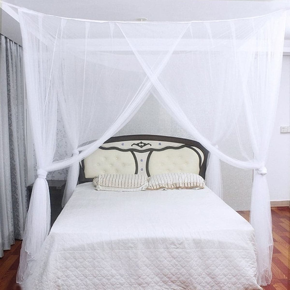 Multi-color Four Corner Mosquito Net Polyester Mesh Fabric Easy to Assemble dylinoshop