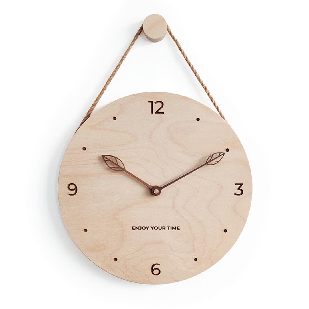 Wooden Hanging Rope Wall Clock Feajoy