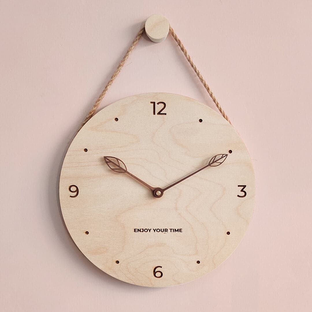 Wooden Hanging Rope Wall Clock Feajoy