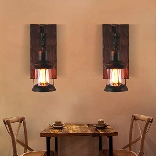 Industrial Retro Wooden Wall Sconces Feajoy