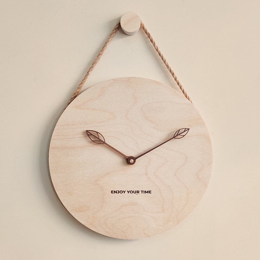 Wooden Hanging Rope Wall Clock Feajoy