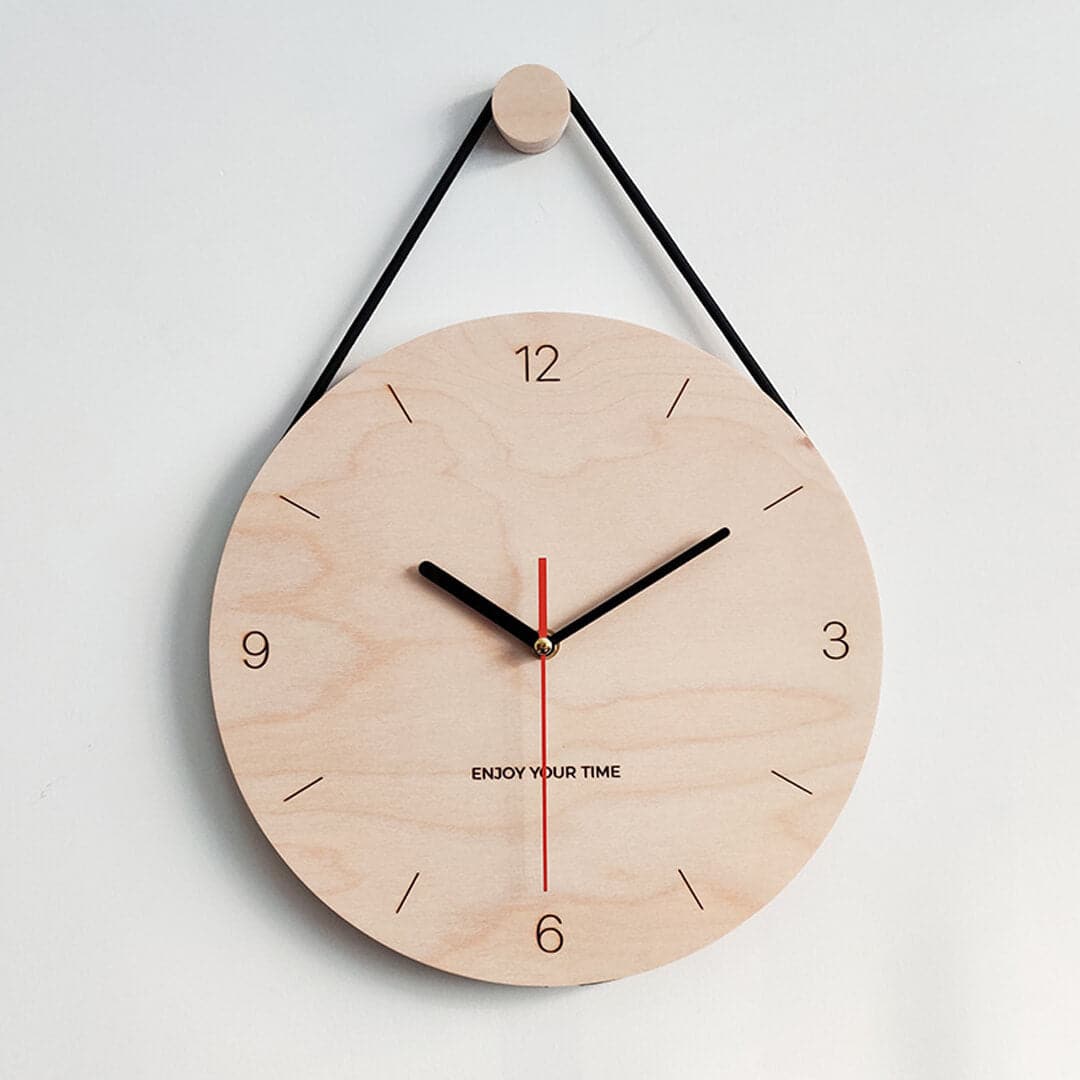 Wooden Hanging Rope Wall Clock Feajoy