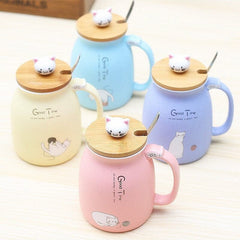 Heat-resistant Cute Cat Cup with Lid & Spoon dylinoshop