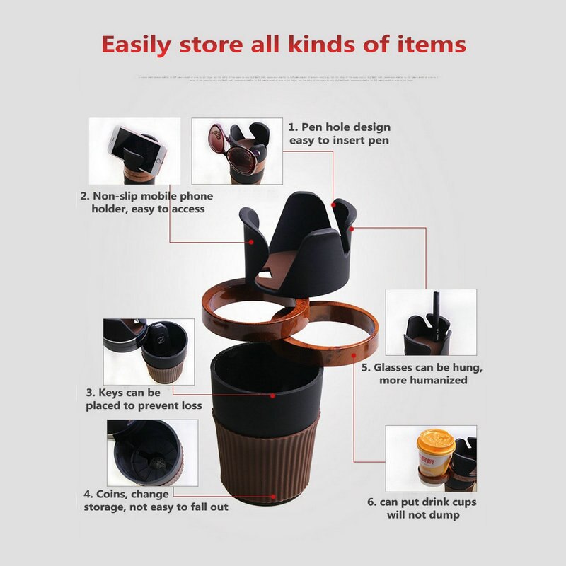 4 In 1 Rotatable Car Cup Holder dylinoshop