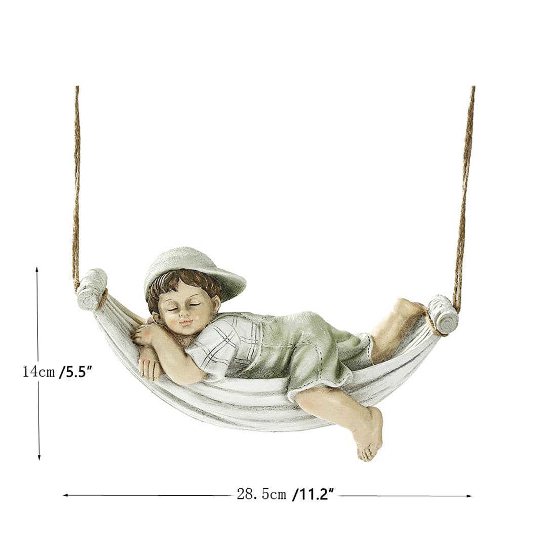 Boy Girl Tree Swing Garden Statue dylinoshop