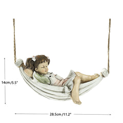 Boy Girl Tree Swing Garden Statue dylinoshop