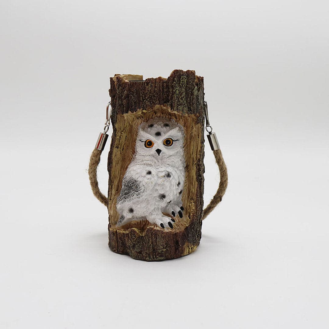 Solar Tree Stump Owl Night Light Feajoy