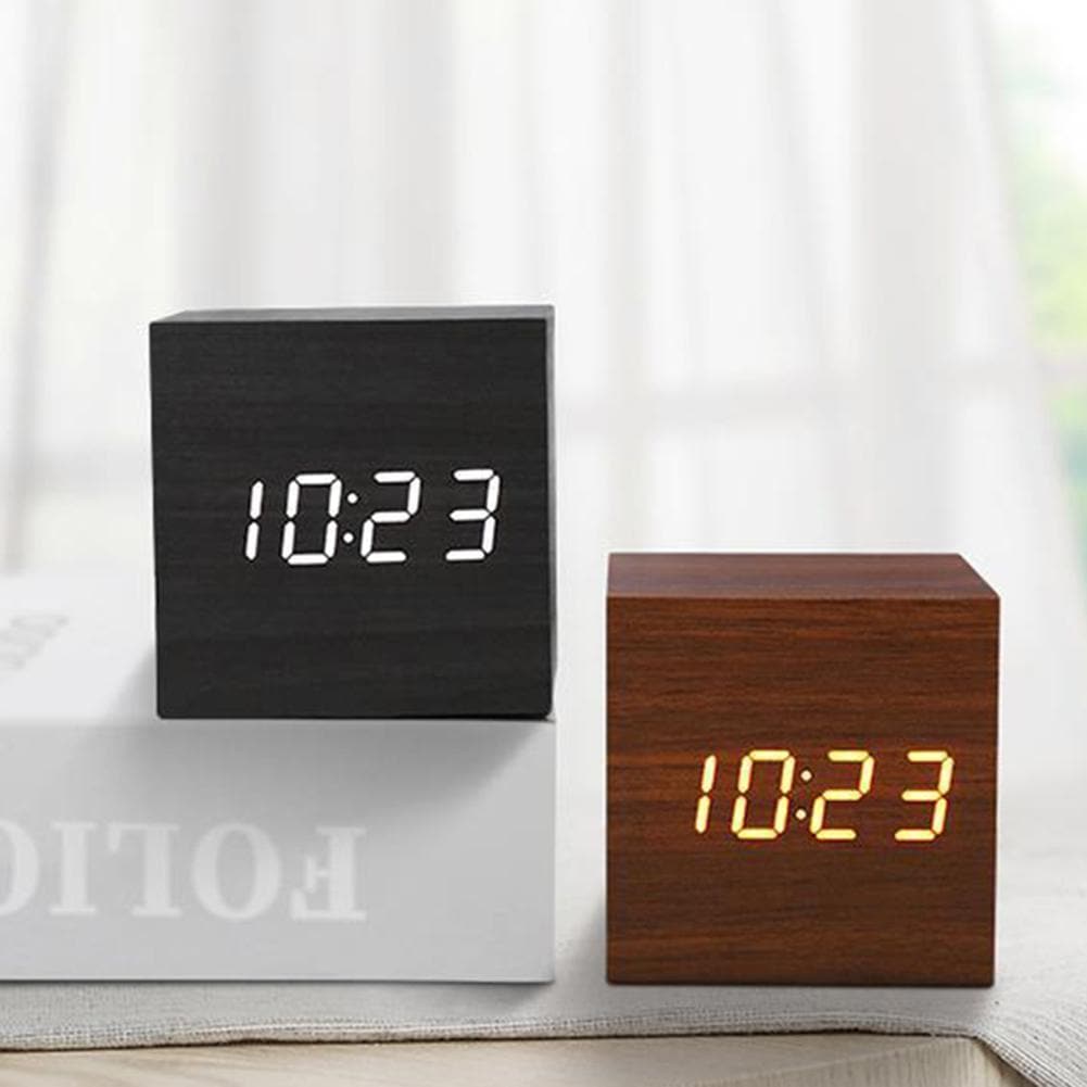 Modern Wooden Alarm Clock Feajoy