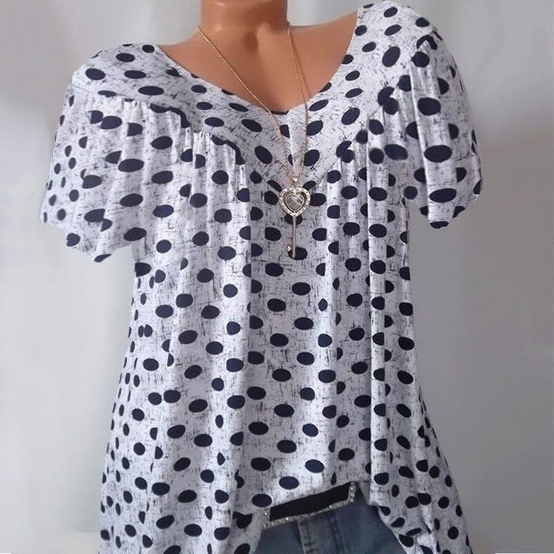 Ladies Polka Dot Print Casual T-Shirt luckyidays