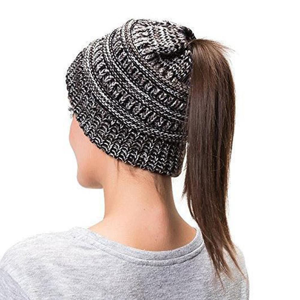 Soft Knit Ponytail Beanie Hat Zimomo