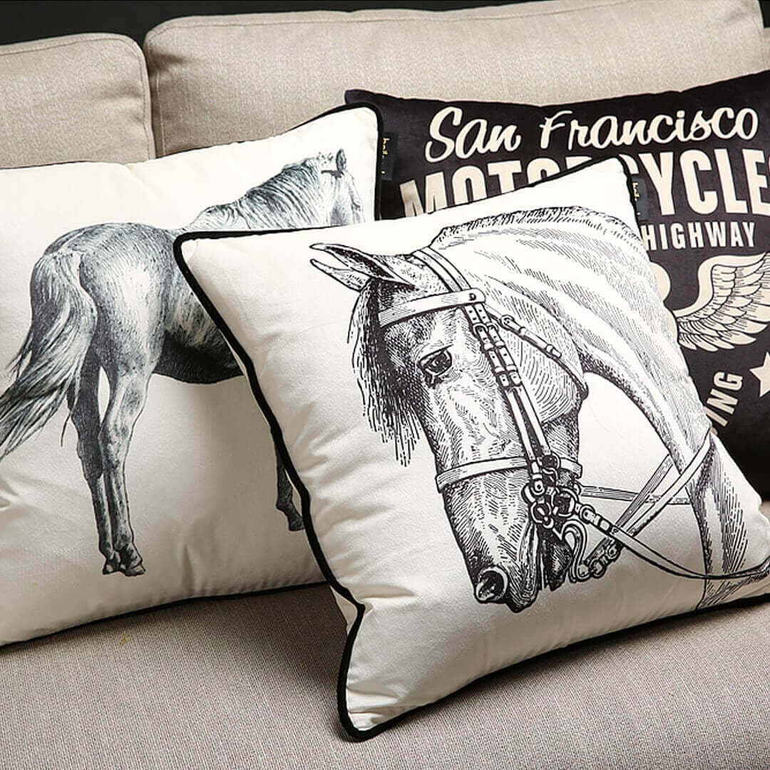 Horse Head Print Pillow Cover Feajoy