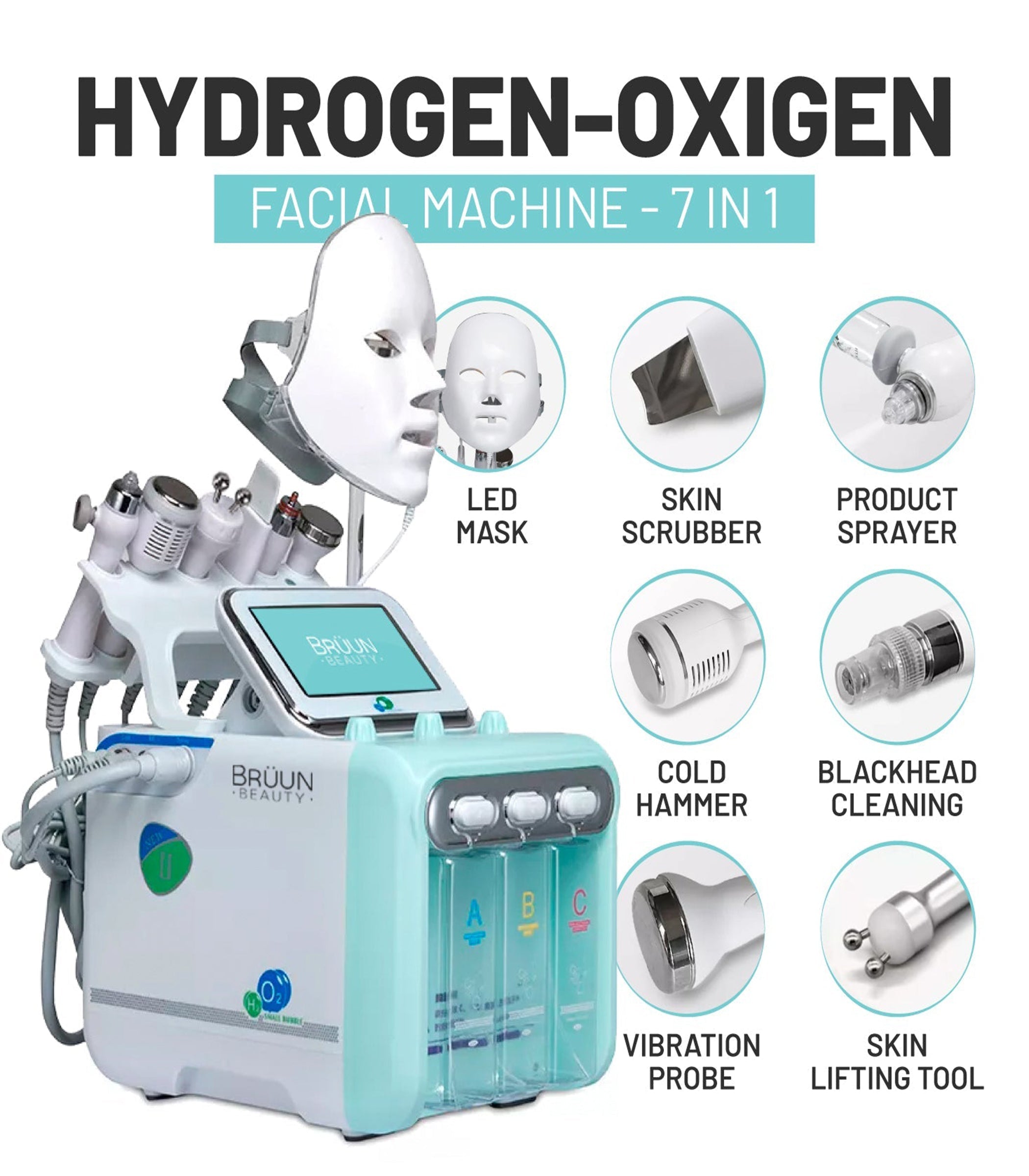 Theia 7 in 1 Hydro Dermabrasion Hydrogen Oxygen Facial Machine dylinoshop