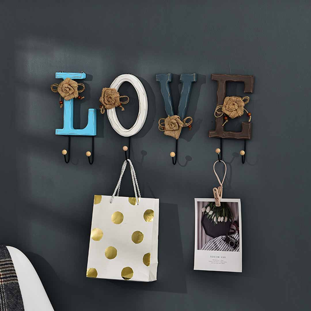 Wooden Love Home Letters Wall Hooks Feajoy