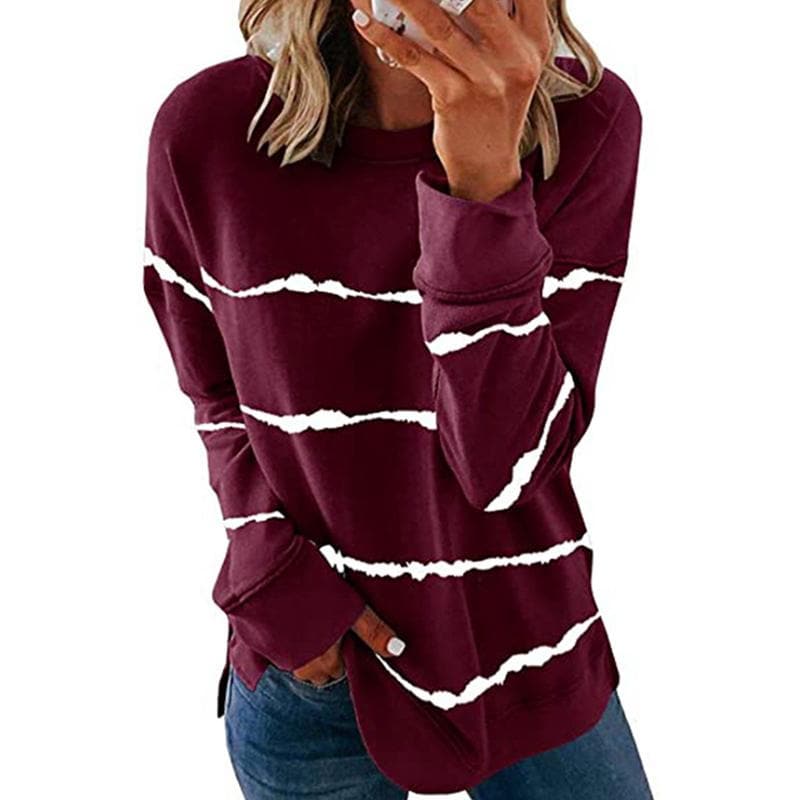 Women Casual Stripe Pullover giftpockets