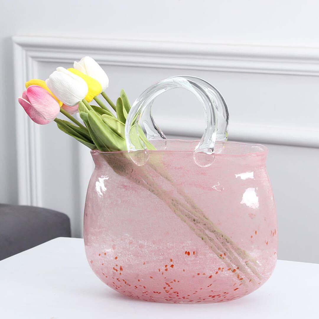 Sakura Pink Bubble Glass Flower Vase Feajoy