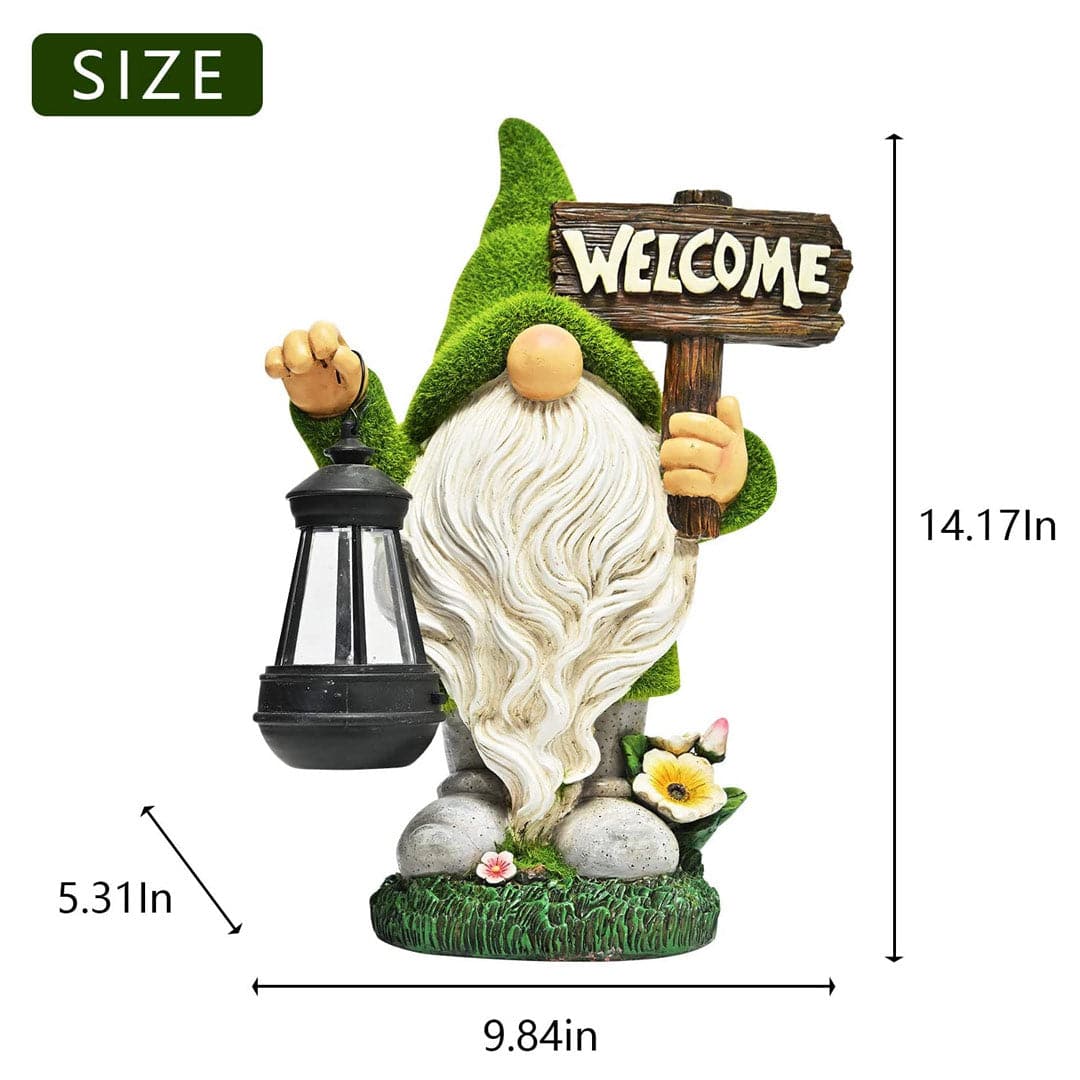 Garden Gnome Statue Holding Welcome Feajoy