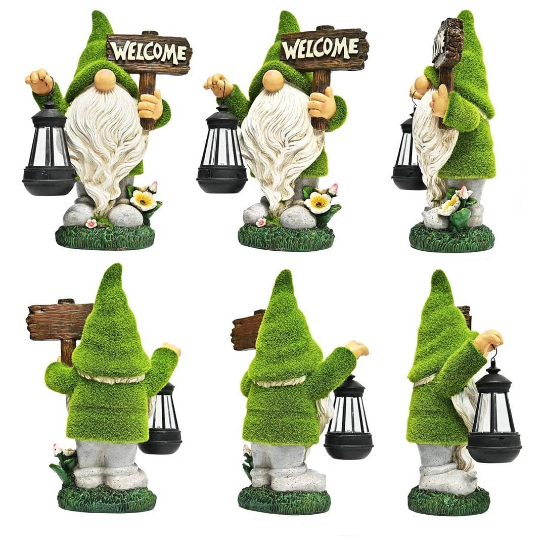 Garden Gnome Statue Holding Welcome Feajoy