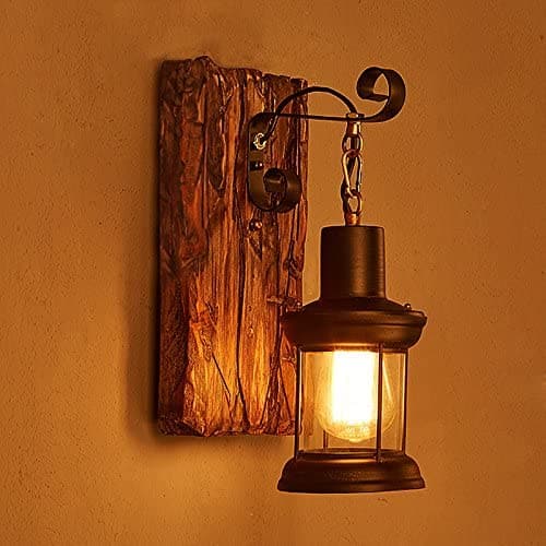 Industrial Retro Wooden Wall Sconces Feajoy