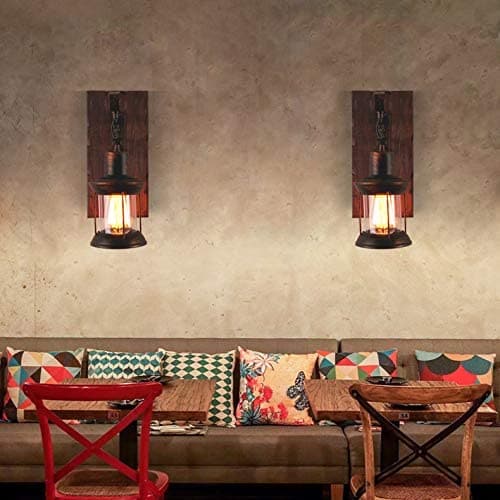 Industrial Retro Wooden Wall Sconces Feajoy