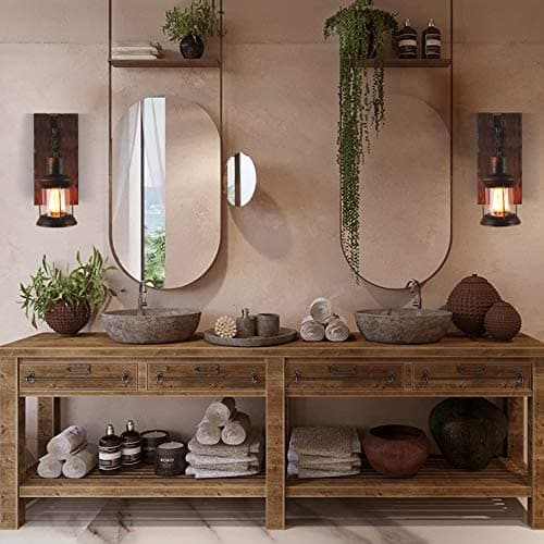 Industrial Retro Wooden Wall Sconces Feajoy