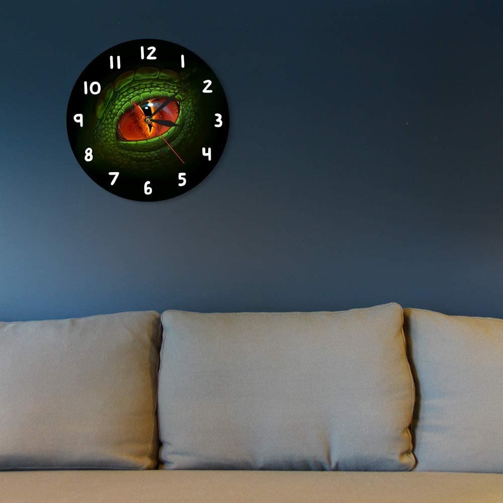 Green Dinosaur Eye Wall Clock feajoy