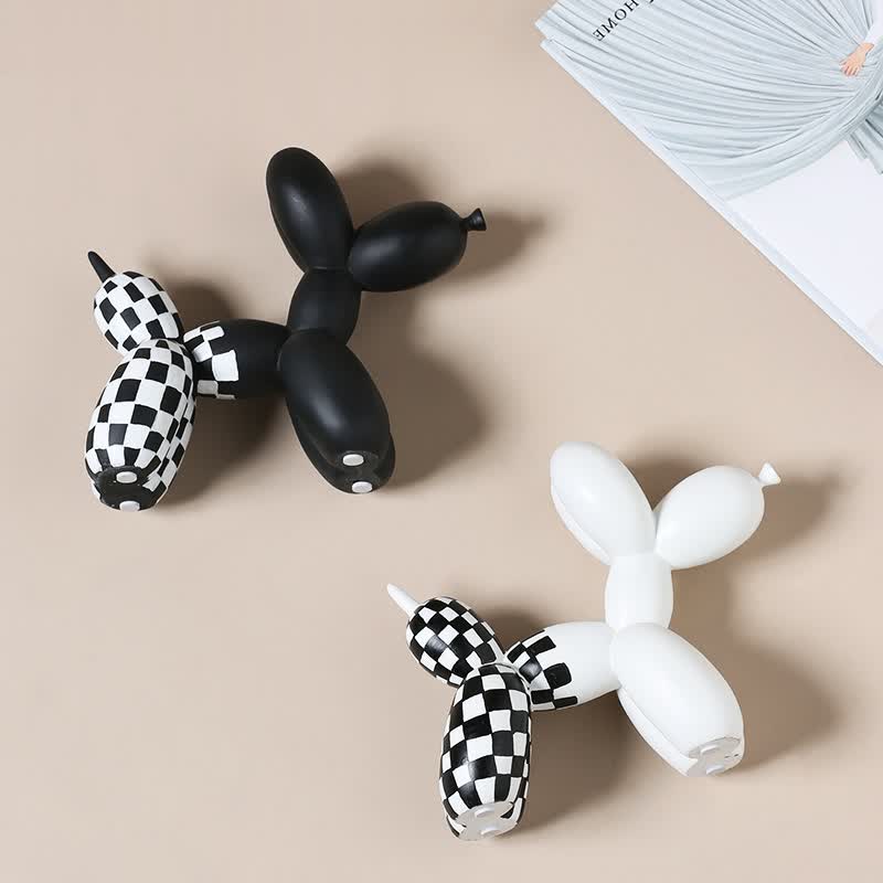 Checkered Balloon Dog Sculpture dylinoshop