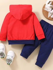 Baby Color Block Graphic Hoodie and Joggers Set dylinoshop