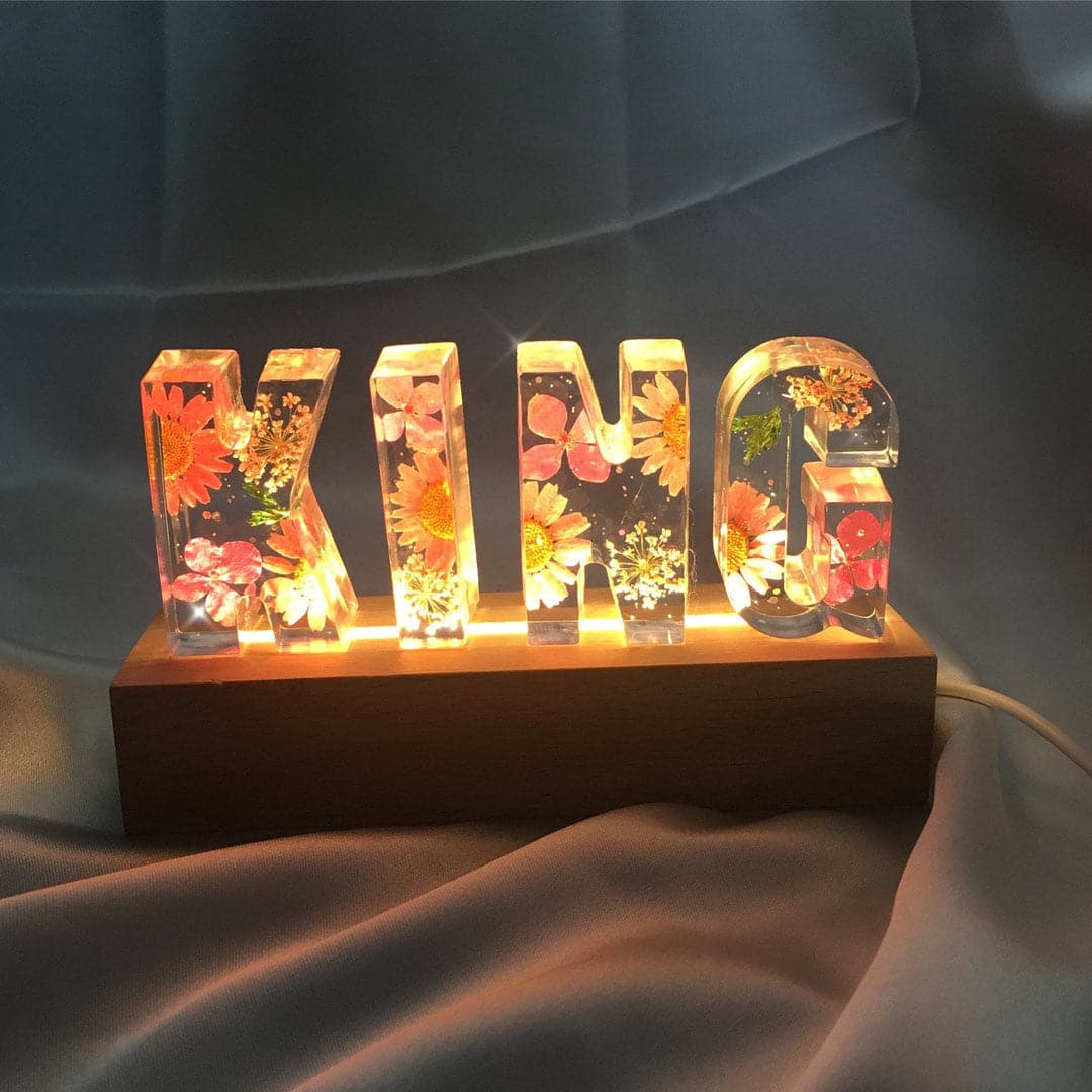 Dried Flowers Resin Letter Lamp - HANDMADE (2-10 Letter) Feajoy