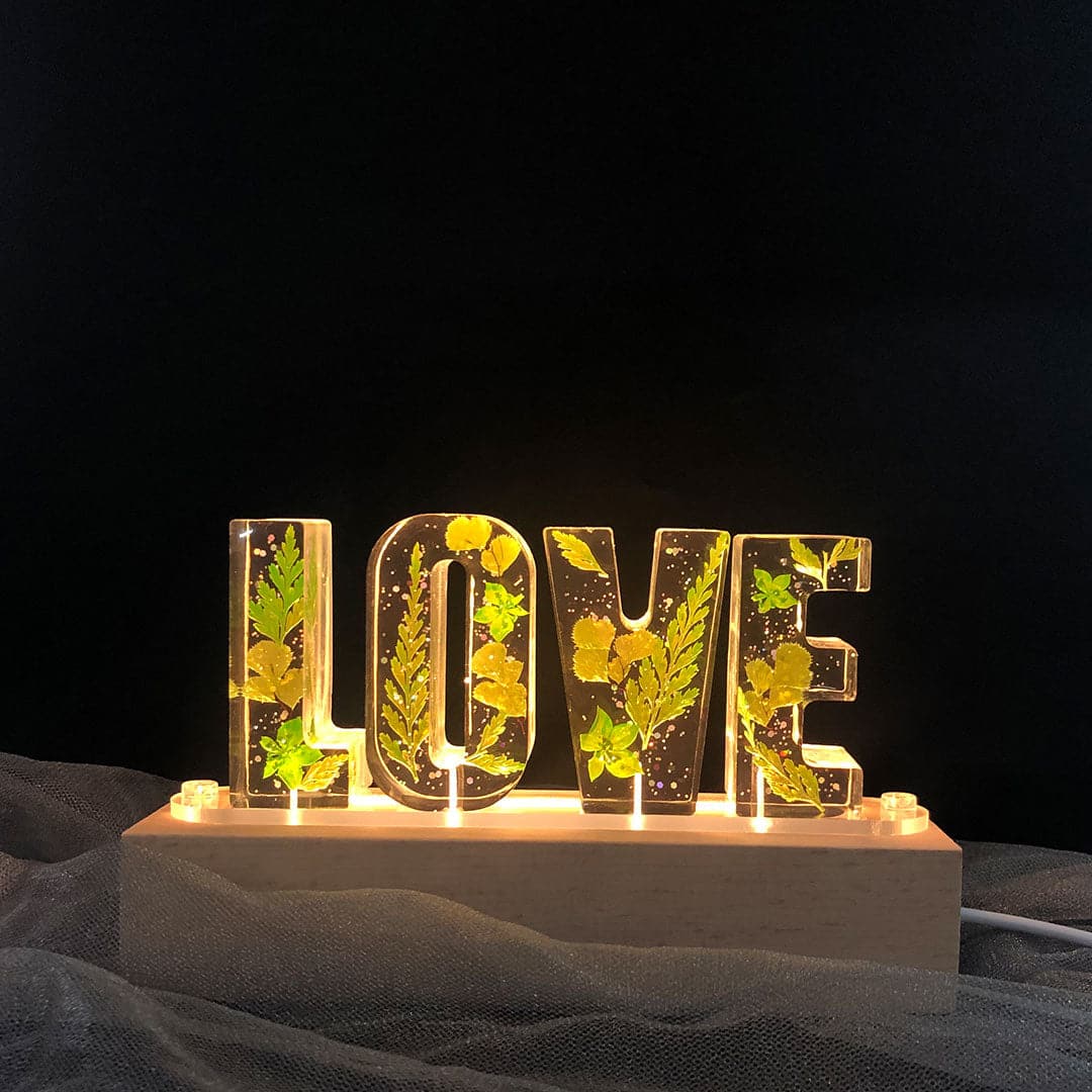 Dried Flowers Resin Letter Lamp - HANDMADE (2-10 Letter) Feajoy