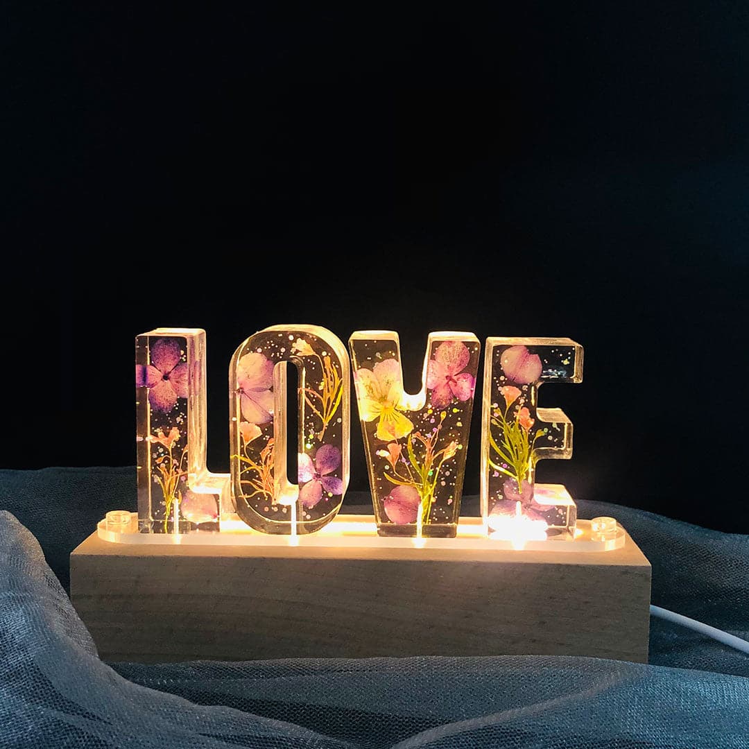 Dried Flowers Resin Letter Lamp - HANDMADE (2-10 Letter) Feajoy