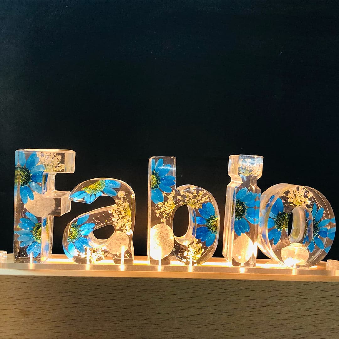 Dried Flowers Resin Letter Lamp - HANDMADE (2-10 Letter) Feajoy