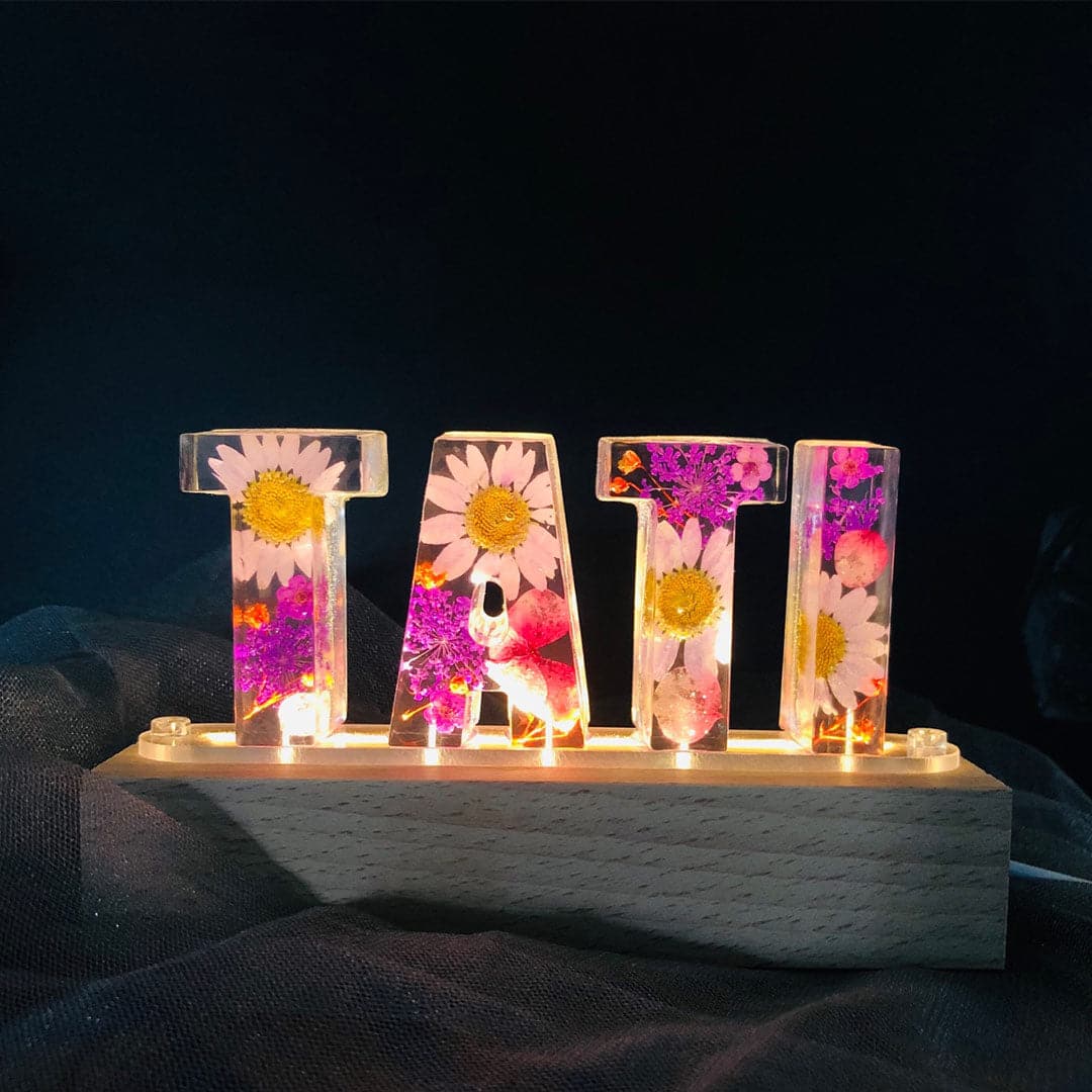 Dried Flowers Resin Letter Lamp - HANDMADE (2-10 Letter) Feajoy