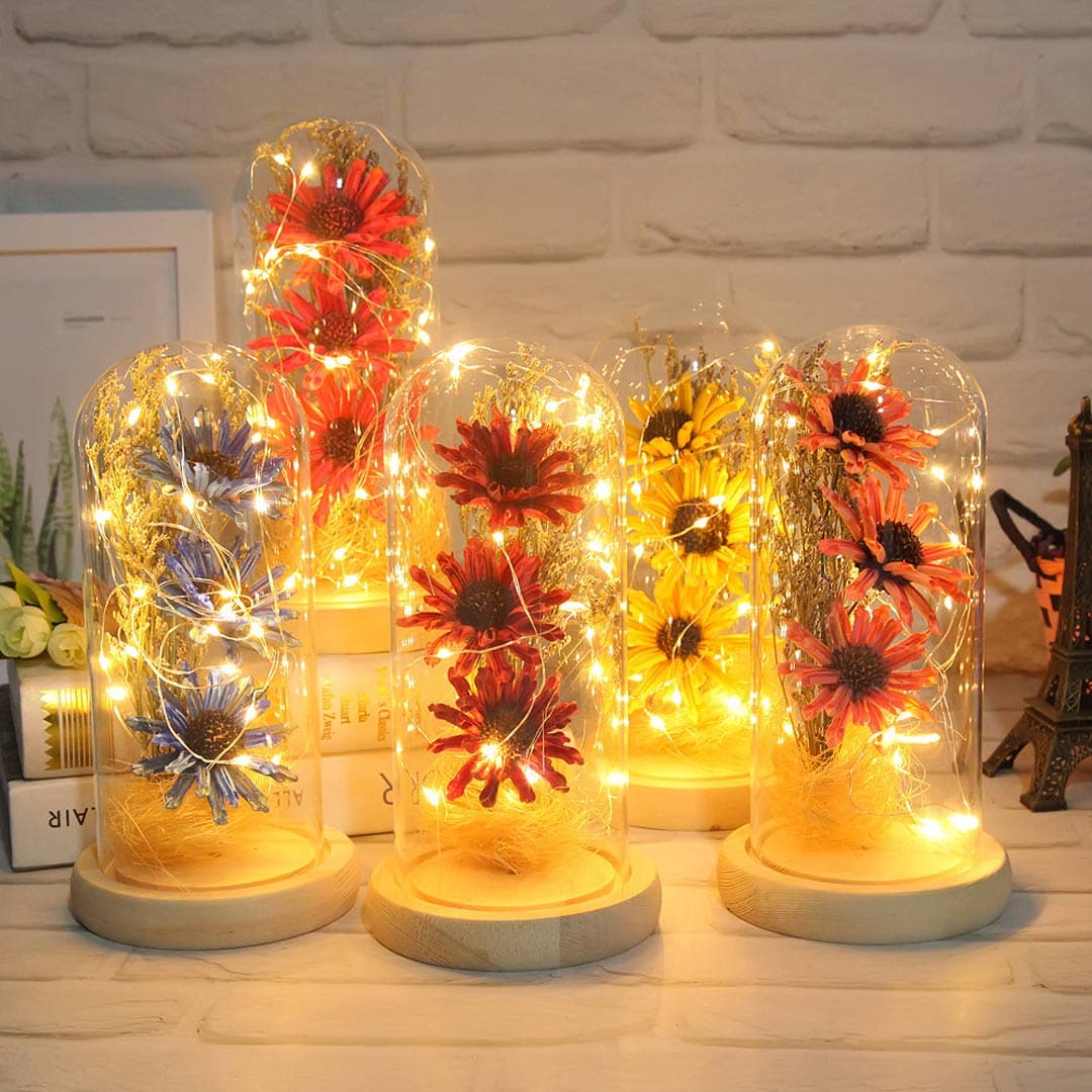 Dried Flowers Led Light - HANDMADE Feajoy