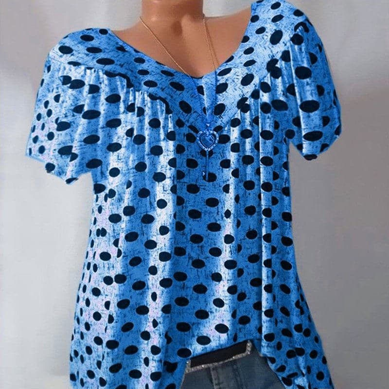 Ladies Polka Dot Print Casual T-Shirt luckyidays