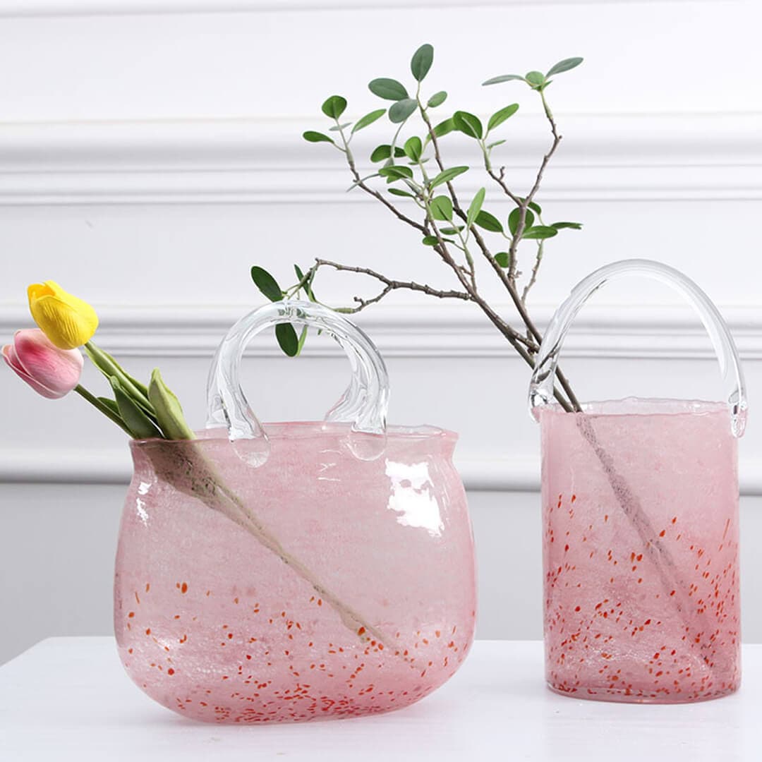 Sakura Pink Bubble Glass Flower Vase Feajoy