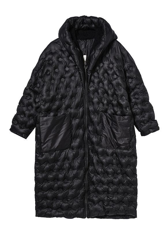 Warm Plus Size Winter Coats Black Hooded Zippered Parkas For Women AT-DJK191101