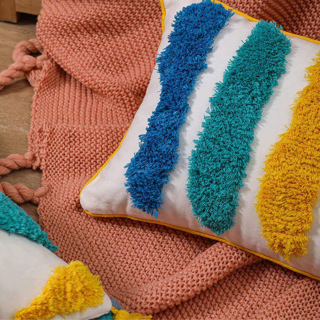 Moroccan Tassel Tufted Pillow Covers feajoy