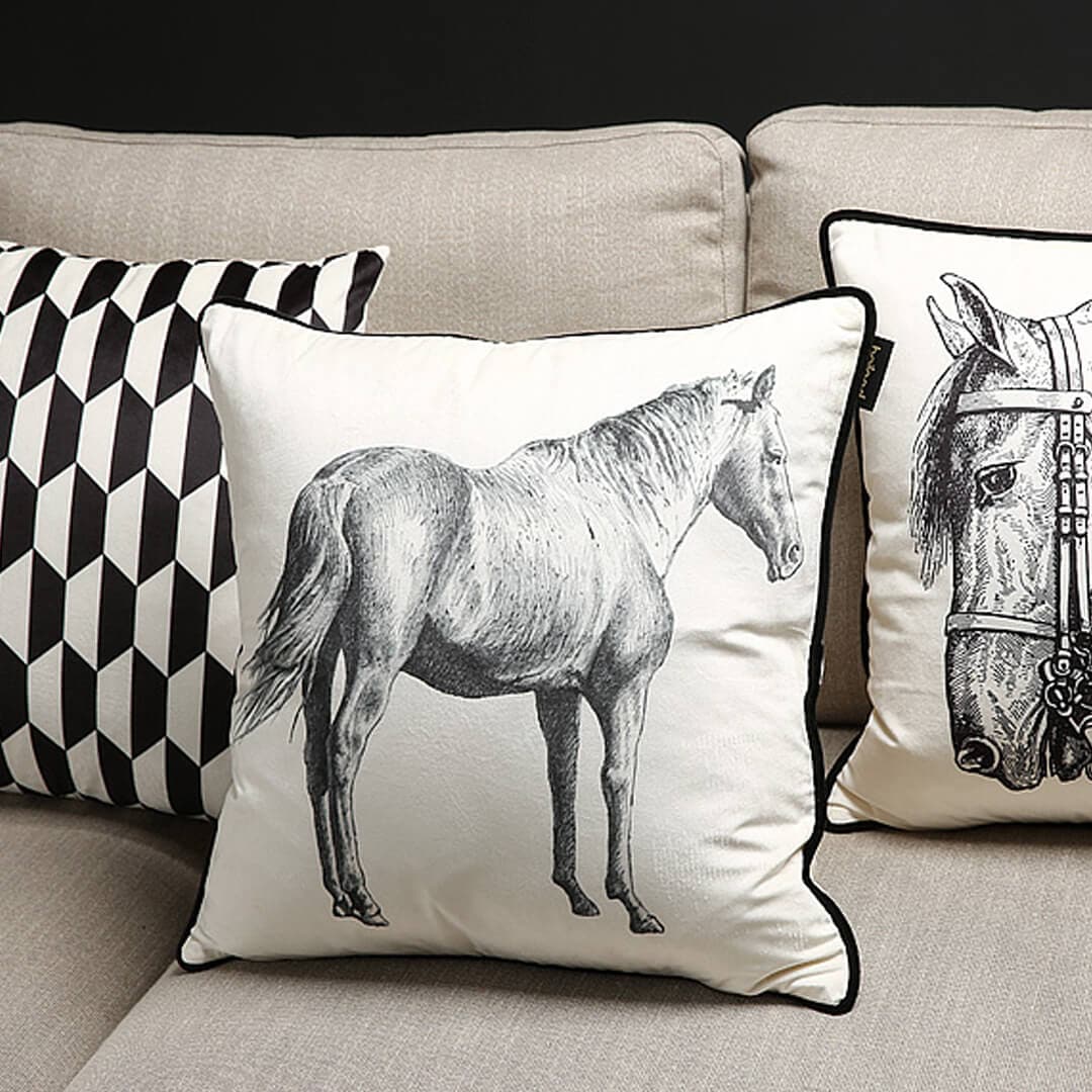 Horse Head Print Pillow Cover Feajoy