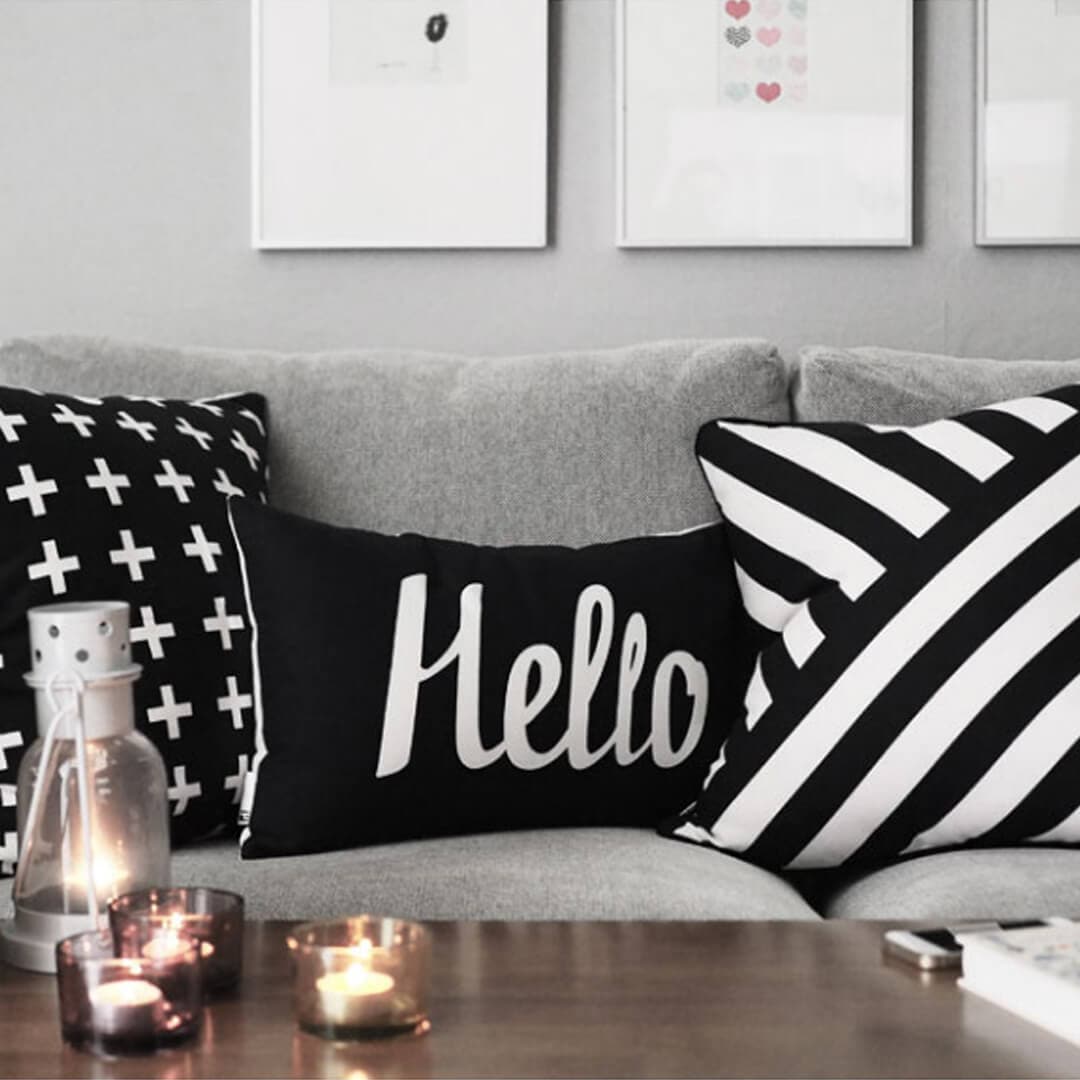 Hello Print Minimalist Pillow Cover Feajoy