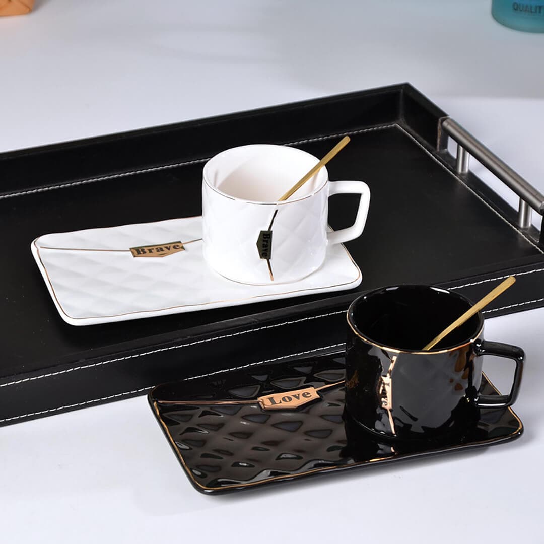 Handbag-Shaped Creative Mug With Saucer & Spoon Feajoy