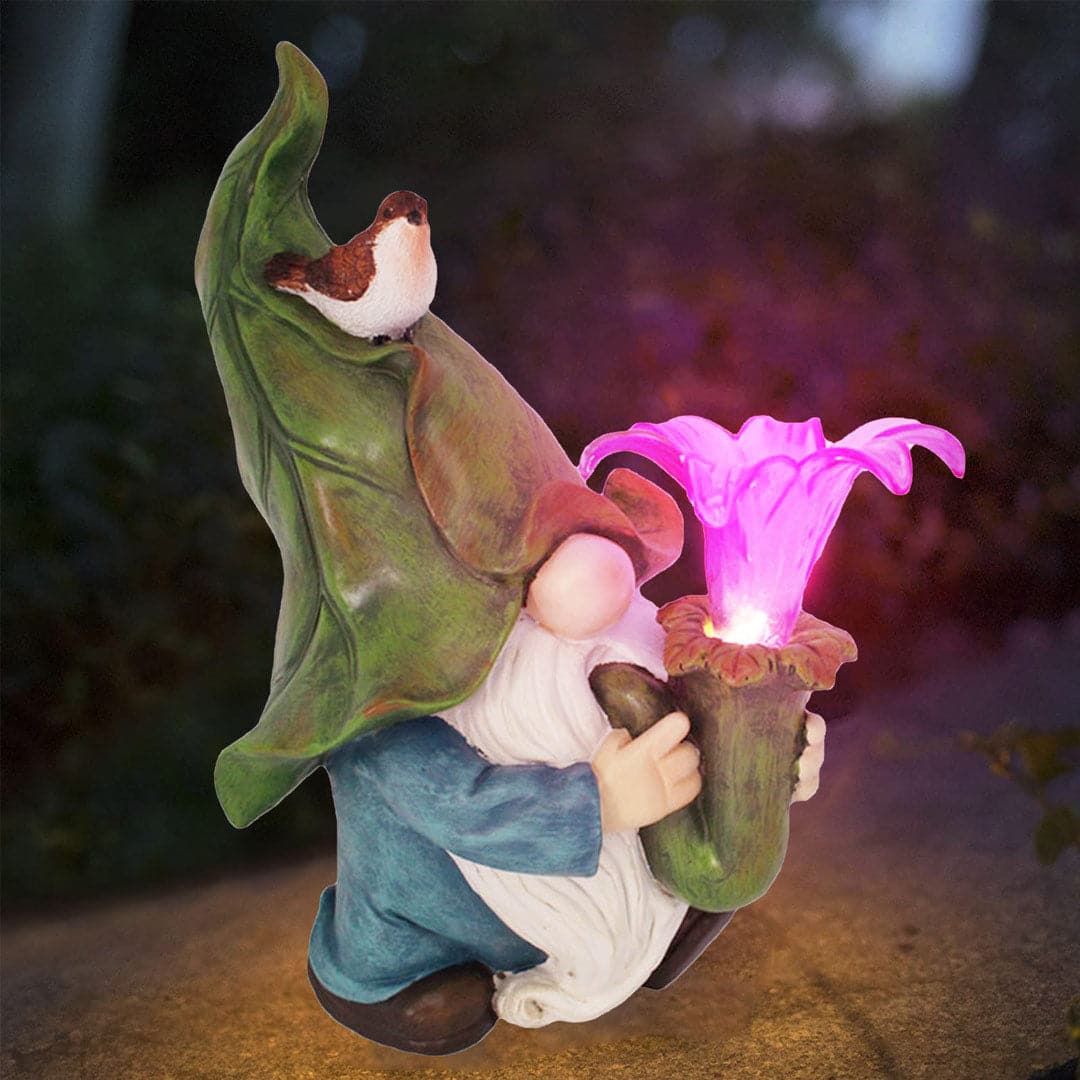 Solar Garden Gnome Statue Feajoy