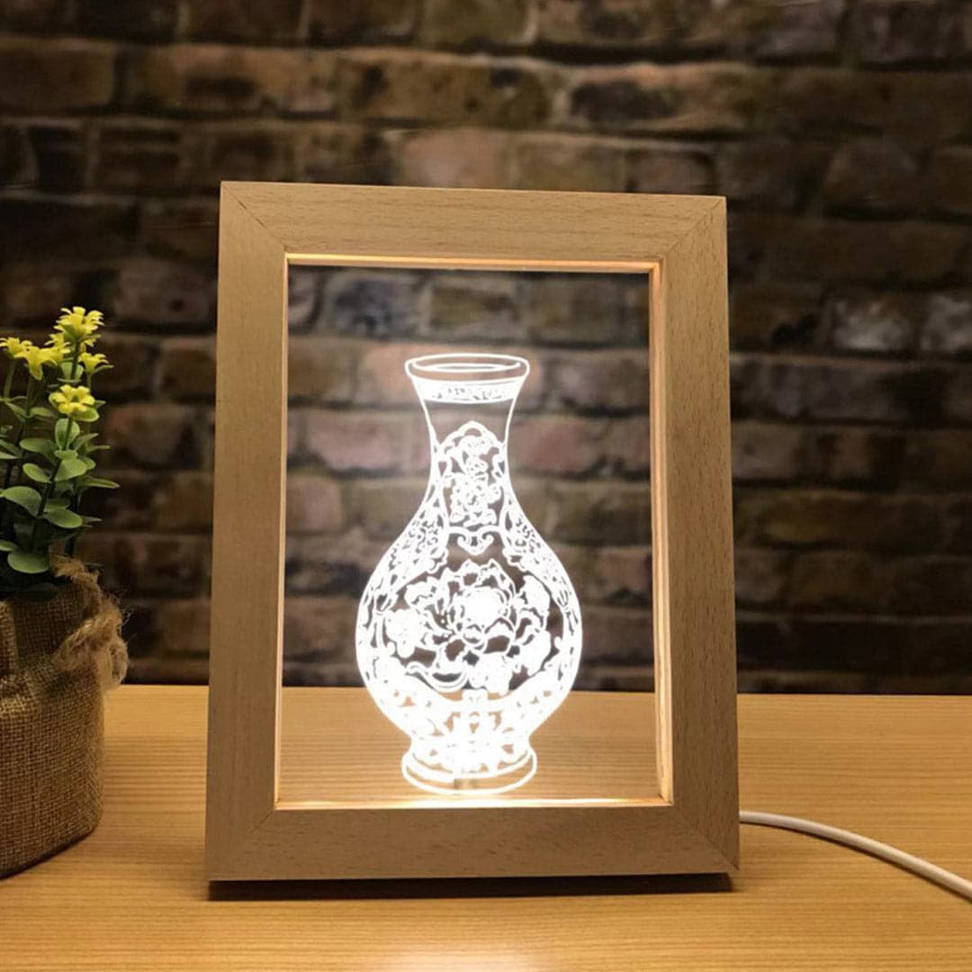 Wood Frame Custom Photo 3D Lamp Feajoy