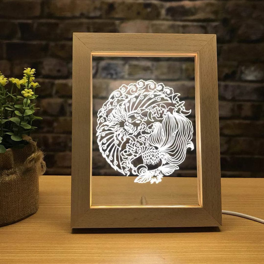 Wood Frame Custom Photo 3D Lamp Feajoy