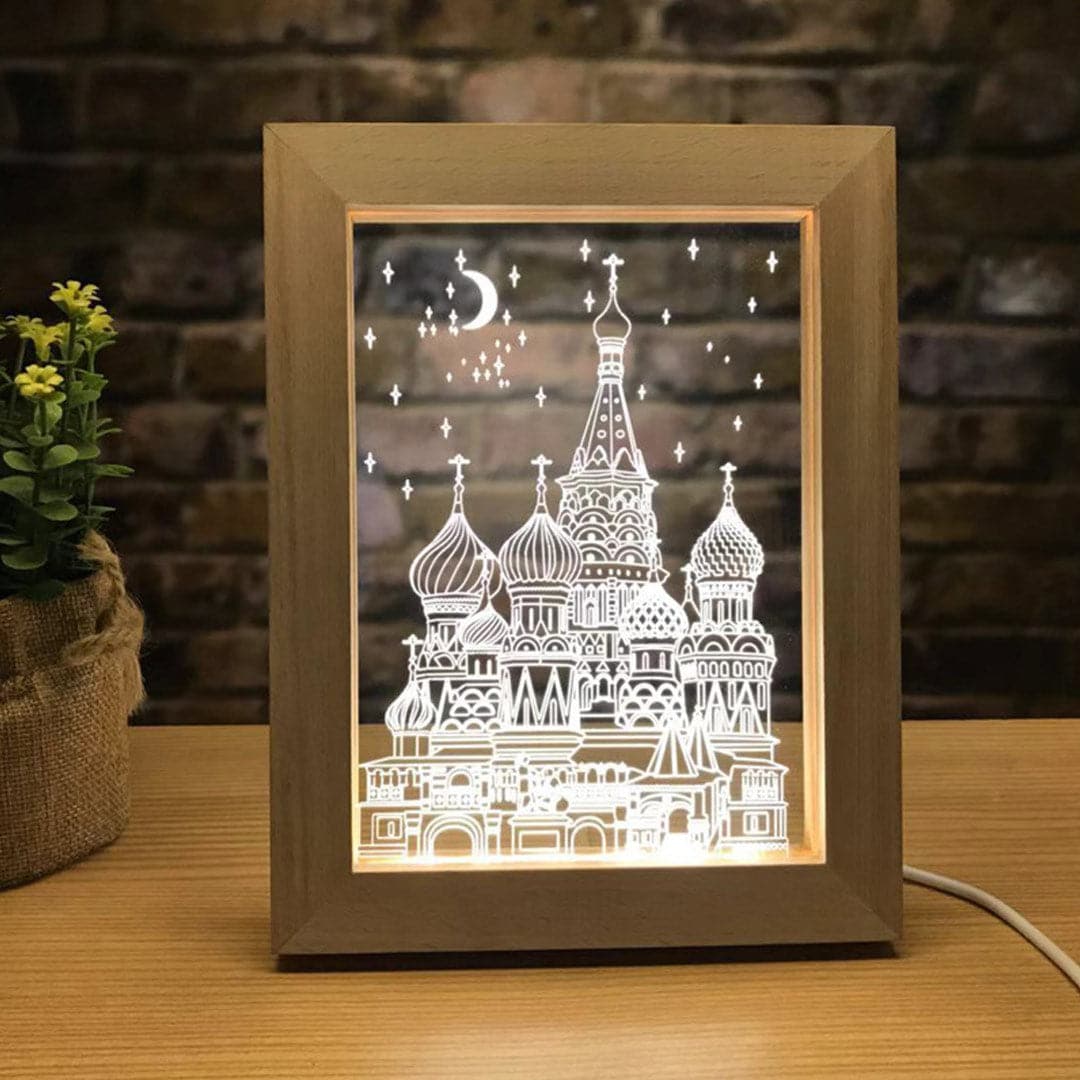 Wood Frame Custom Photo 3D Lamp Feajoy