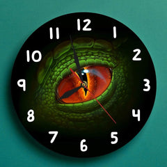 Green Dinosaur Eye Wall Clock feajoy