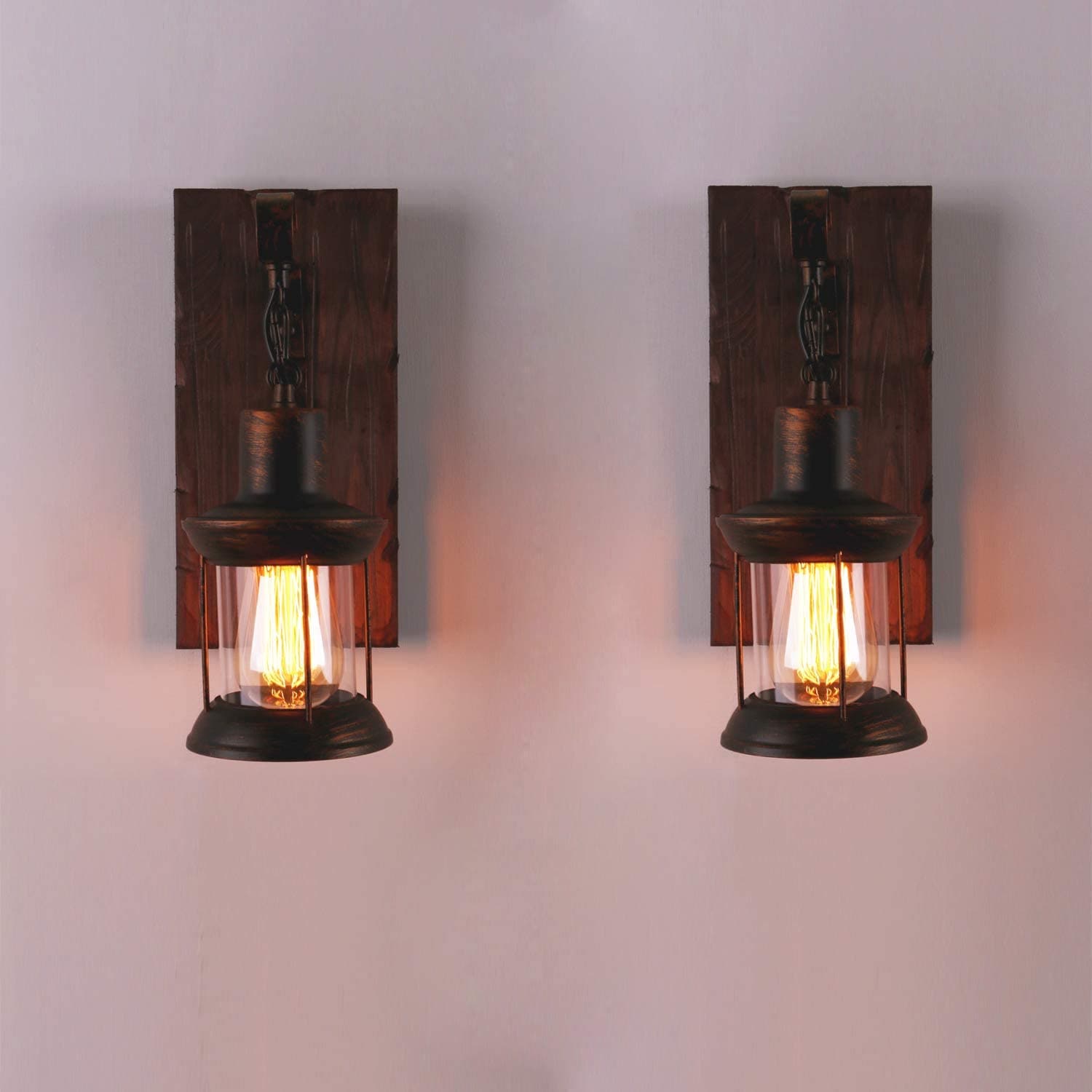 Industrial Retro Wooden Wall Sconces Feajoy