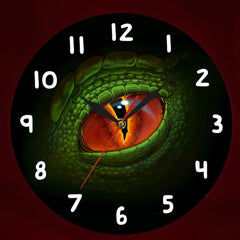 Green Dinosaur Eye Wall Clock feajoy