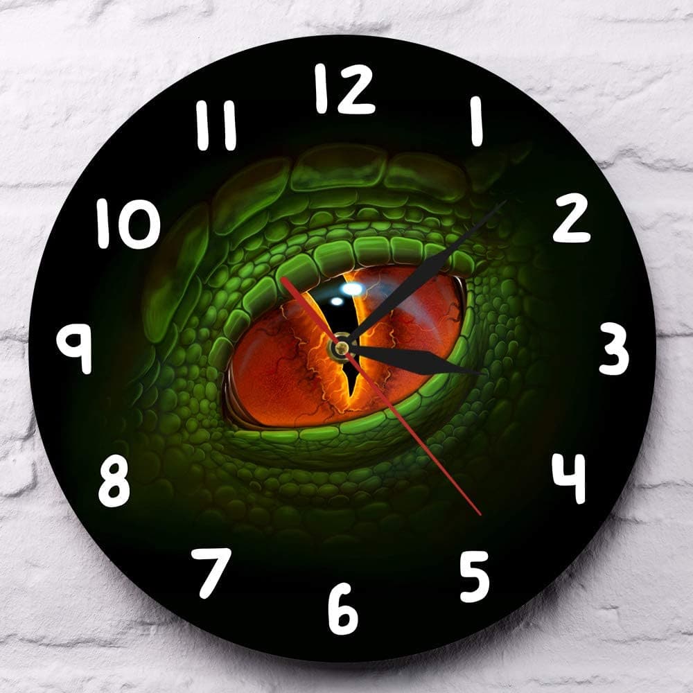 Green Dinosaur Eye Wall Clock feajoy