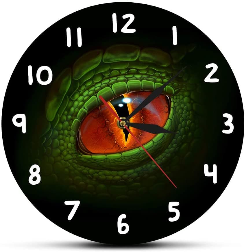 Green Dinosaur Eye Wall Clock feajoy