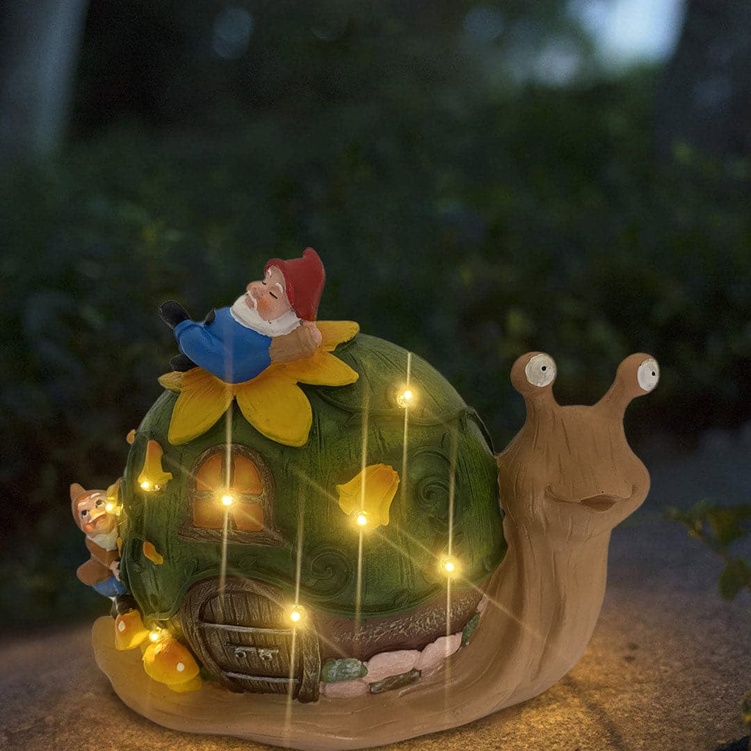 Solar Snail Lights Garden Statue Feajoy